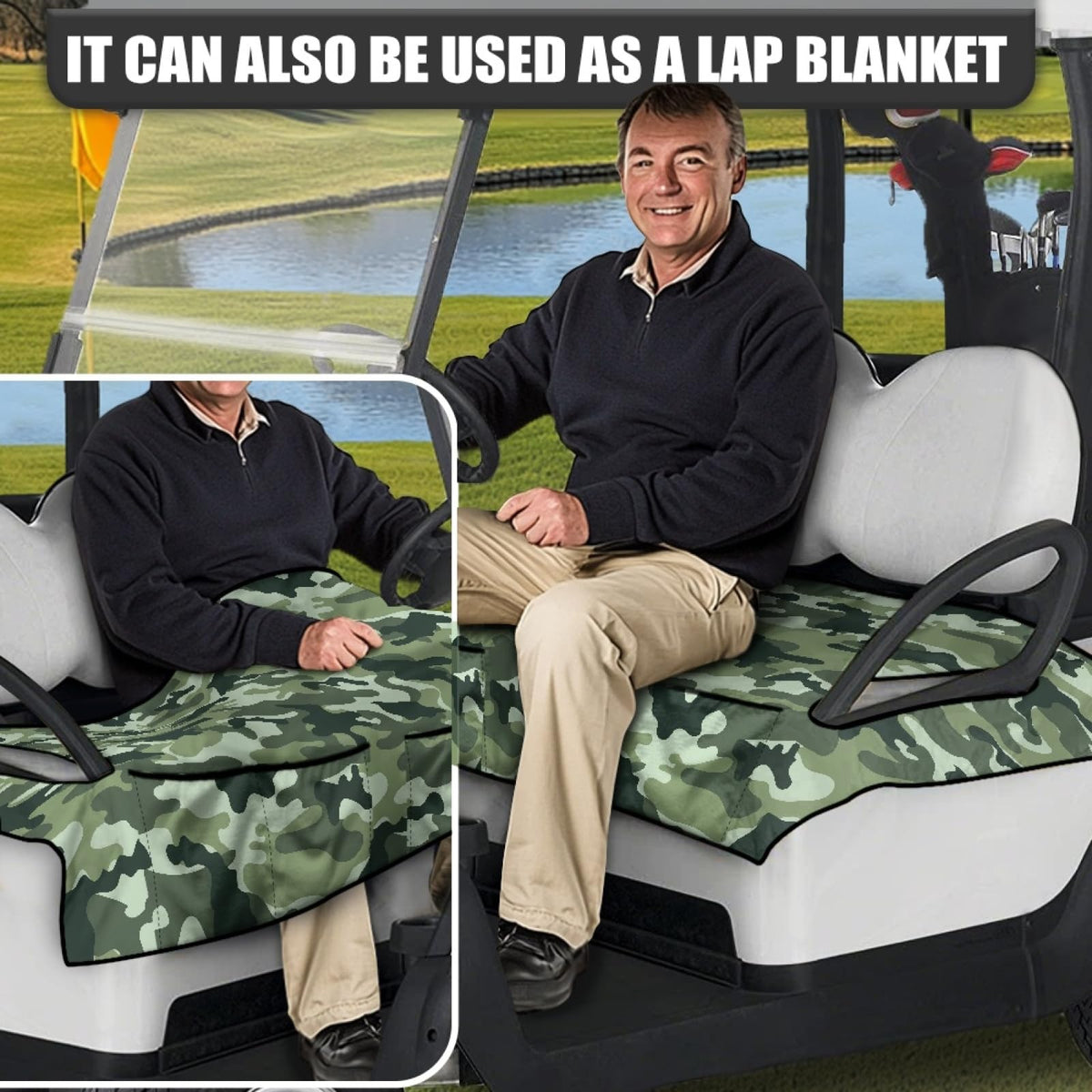 Knextrepoy seat blanket with four pockets keeps sunglasses, towels, and bottles organized.