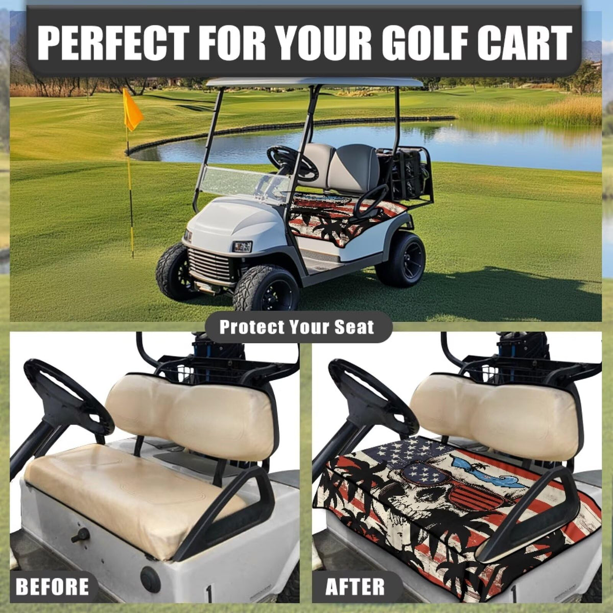 Knextrepoy seat cover front pockets organize sunglasses, towel, and gloves.