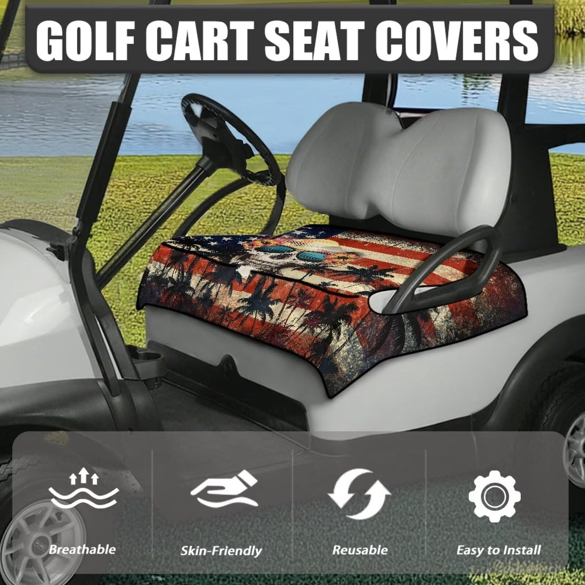 Knextrepoy seat cover with four front pockets organizing sunglasses and gear