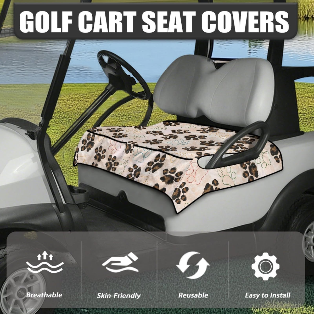 Knextrepoy soft towel golf cart seat cover showing breathable fabric.