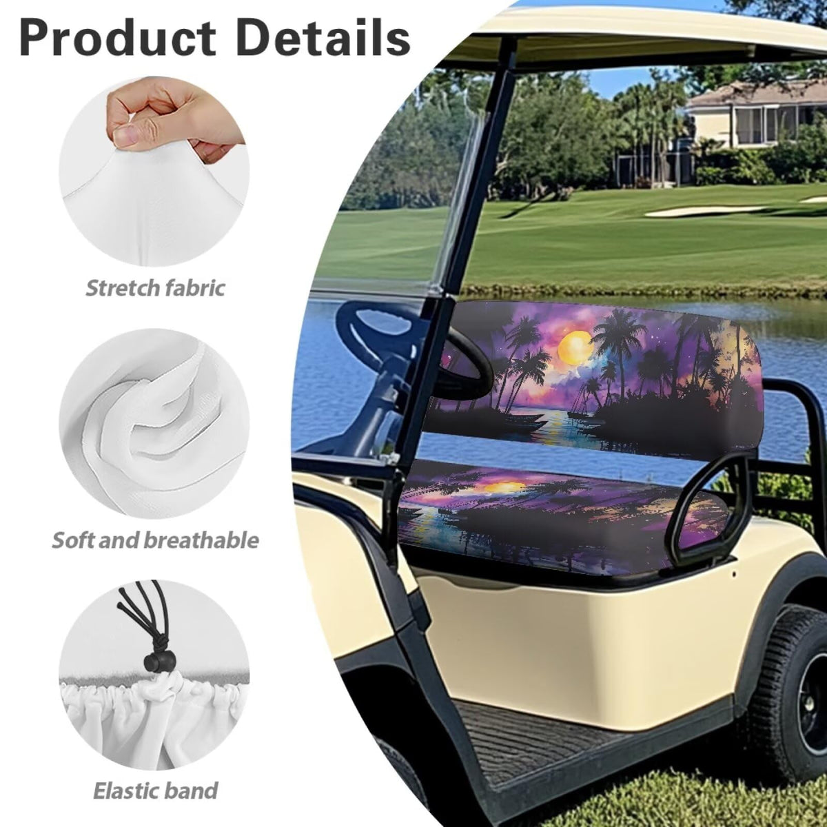 Knextrepoy stylish pattern seat cover enhances cart appearance