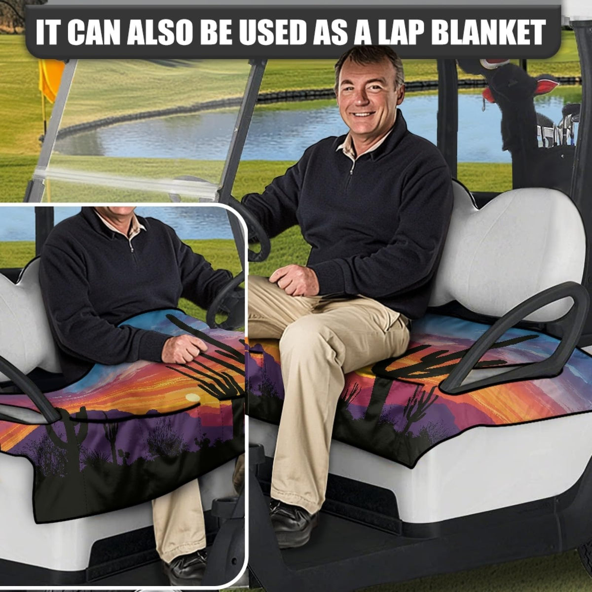 Knextrepoy sunset-inspired golf cart blanket offers soft towel-like comfort
