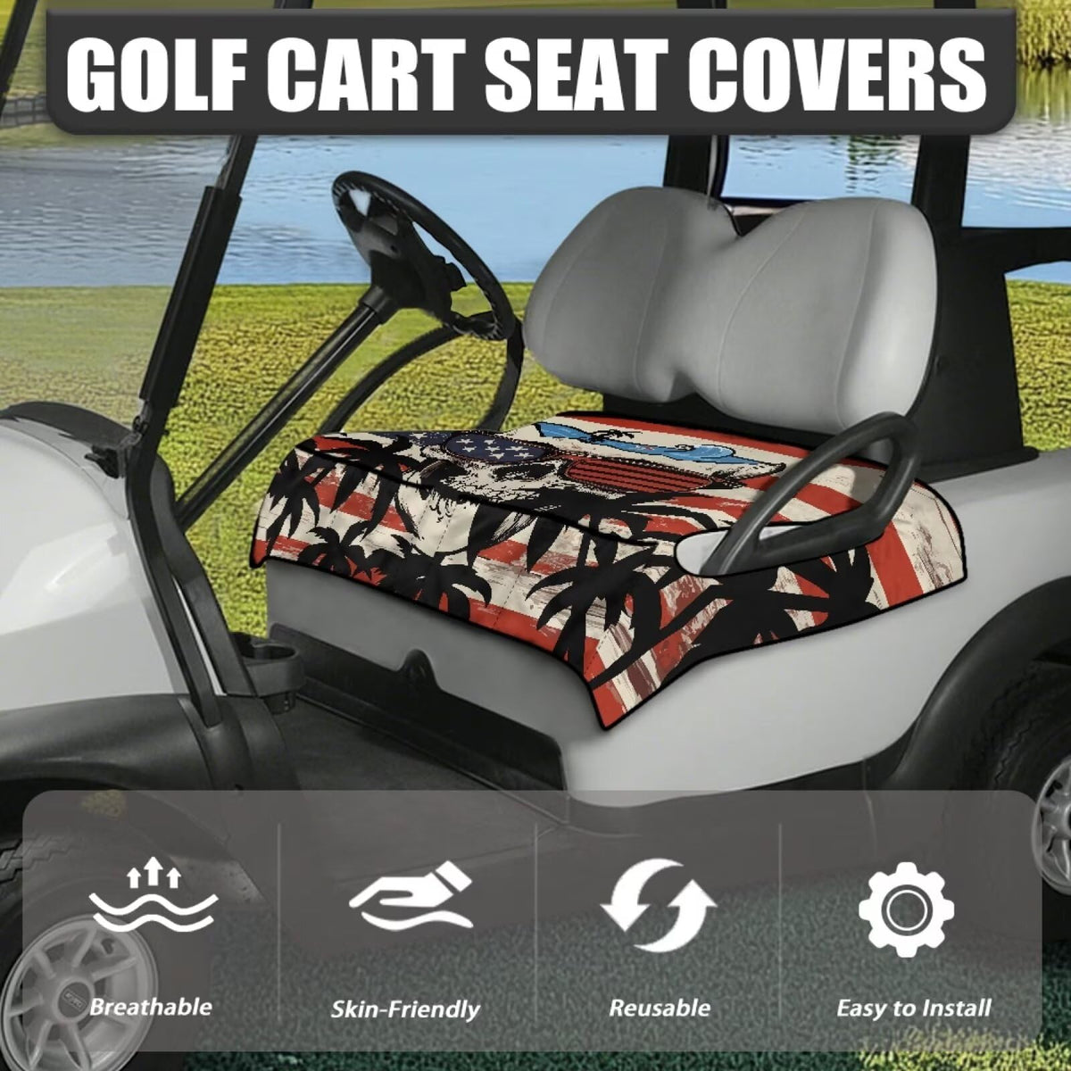 Knextrepoy two-seat golf cart seat cover fits standard carts for clean, comfortable rides.
