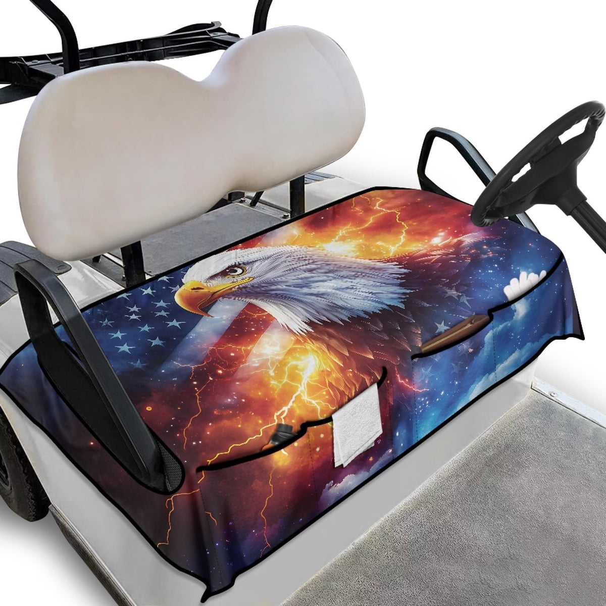 Knextrepoy two-seat seat cover with USA flag for durable comfort.