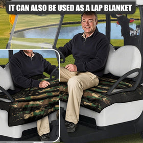 Knextrepoy universal-fit golf cart blanket with pockets for organization.