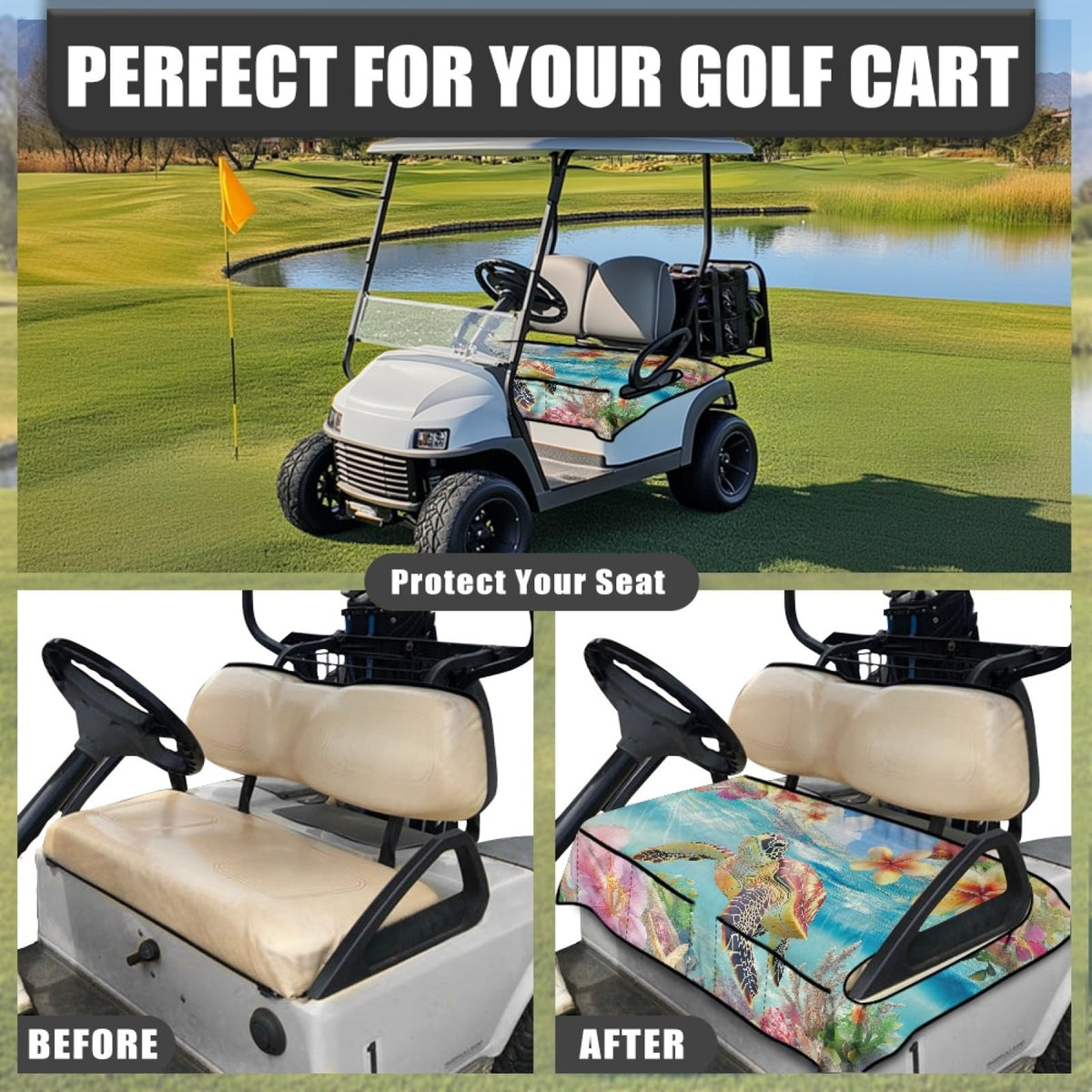 Knextrepoy Universal-fit seat cover for two-seat carts