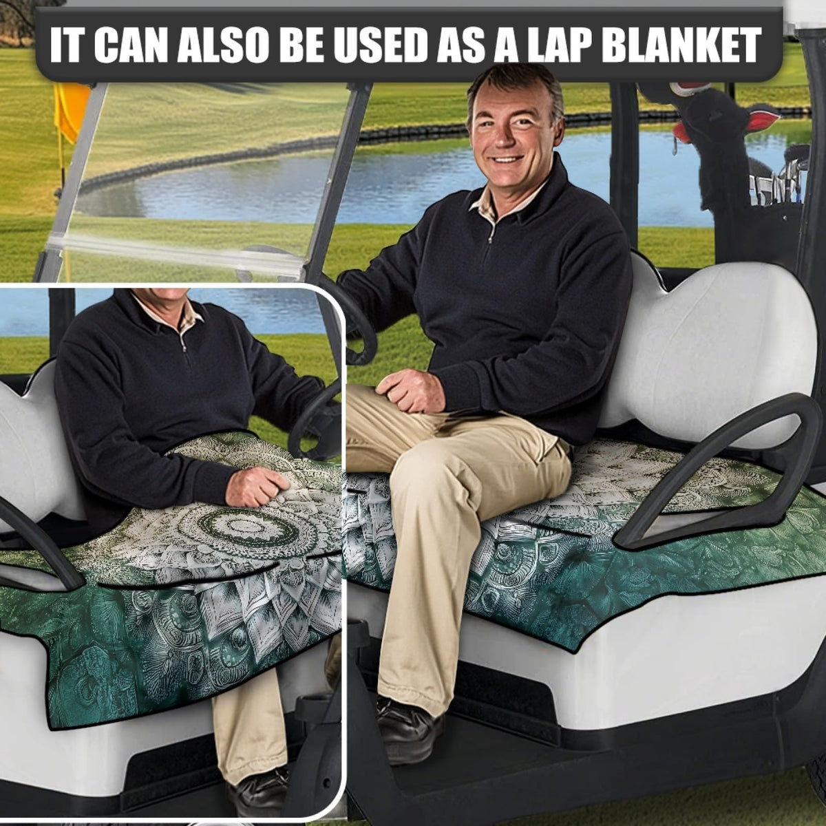 Knextrepoy universal-fit seat cover with armrests protects seats on golf trips