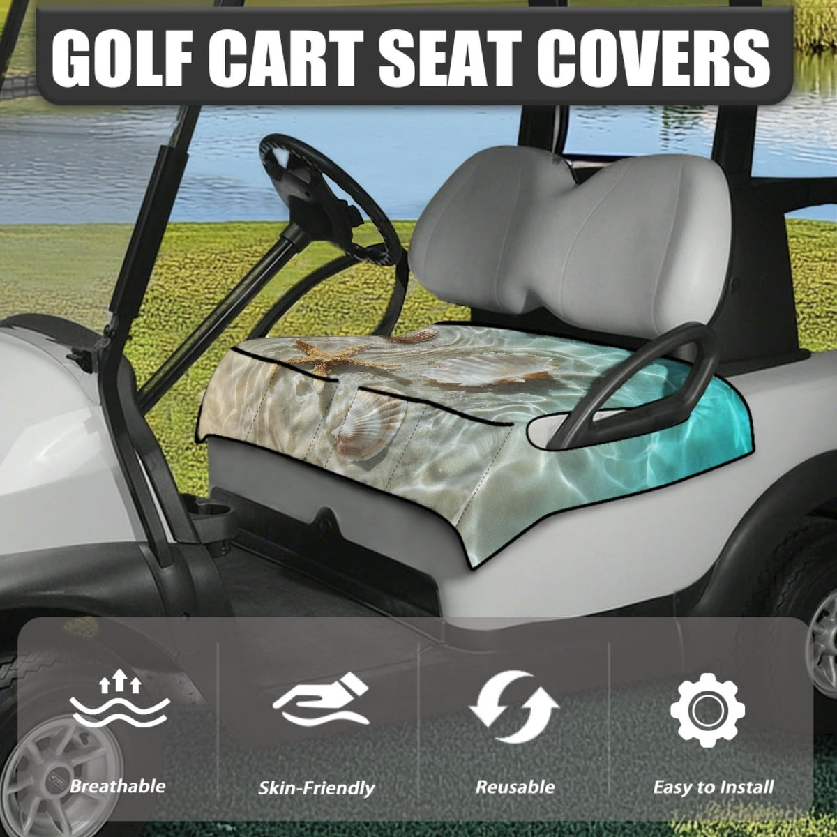 Knextrepoy universal-fit seat cover fits most two-person golf carts