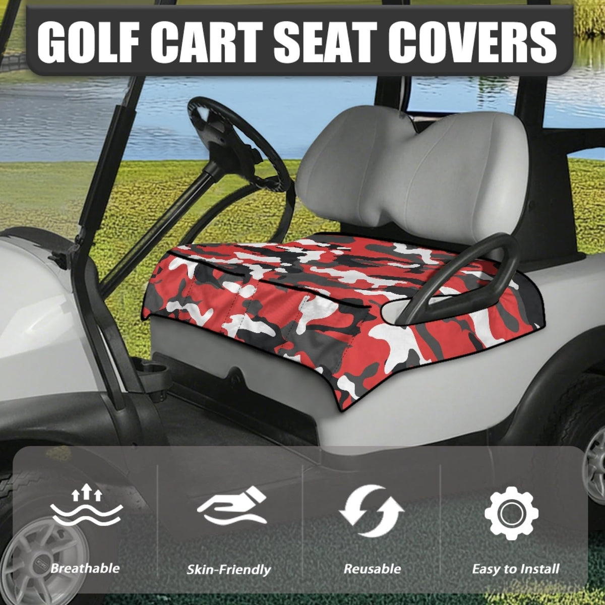 Universal fit for two-person seats with armrests ensures secure coverage.