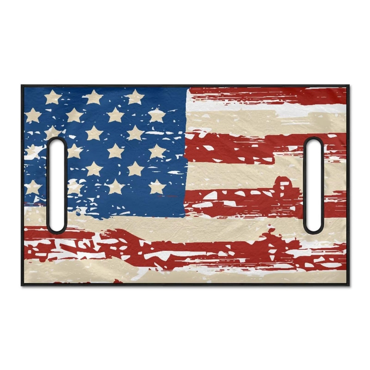 Knextrepoy Vintage Flag Seat Cover side holes enable quick installation over cart handles.