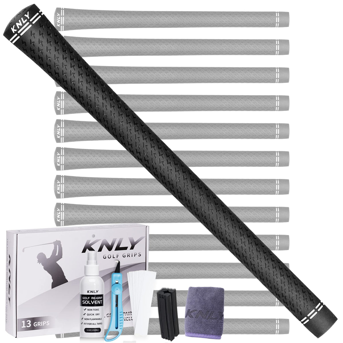 KNLY 360 golf grips 13-count set for secure, comfortable grips on every club