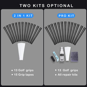 KNLY 360 grips on a set of golf clubs for a hands-on regrip project.