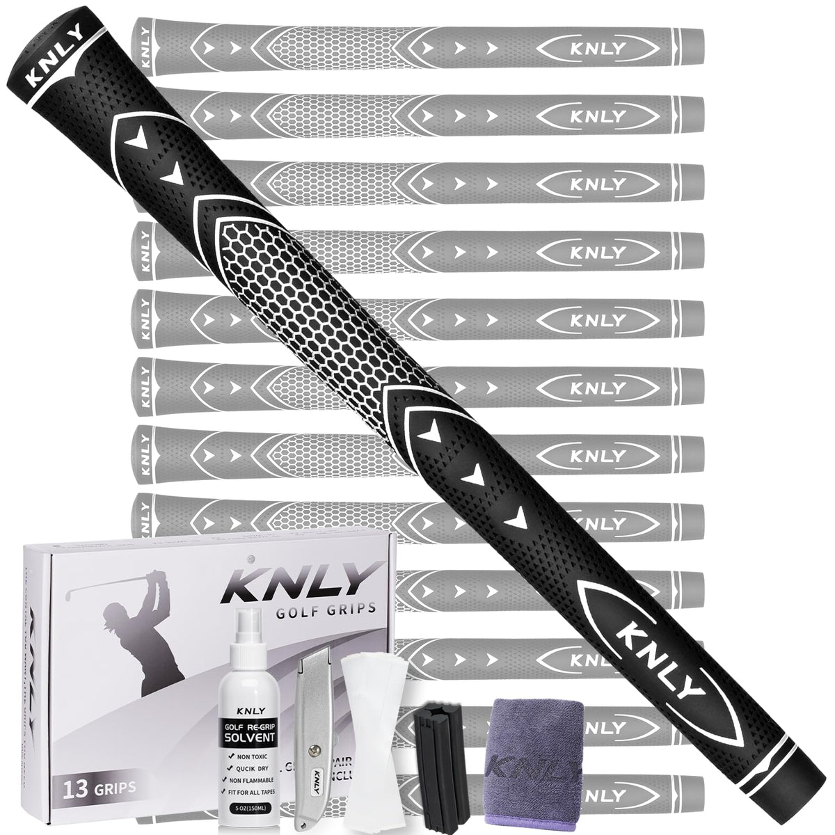 KNLY Golf Grips 13-pack all-weather offering stable control in dry and wet conditions.