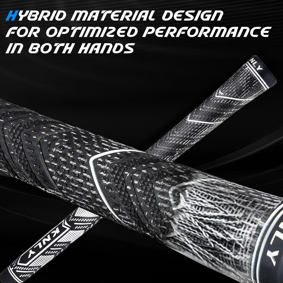 KNLY Hybrid Golf Grips Close-up with textured grip for firm hold in wet conditions