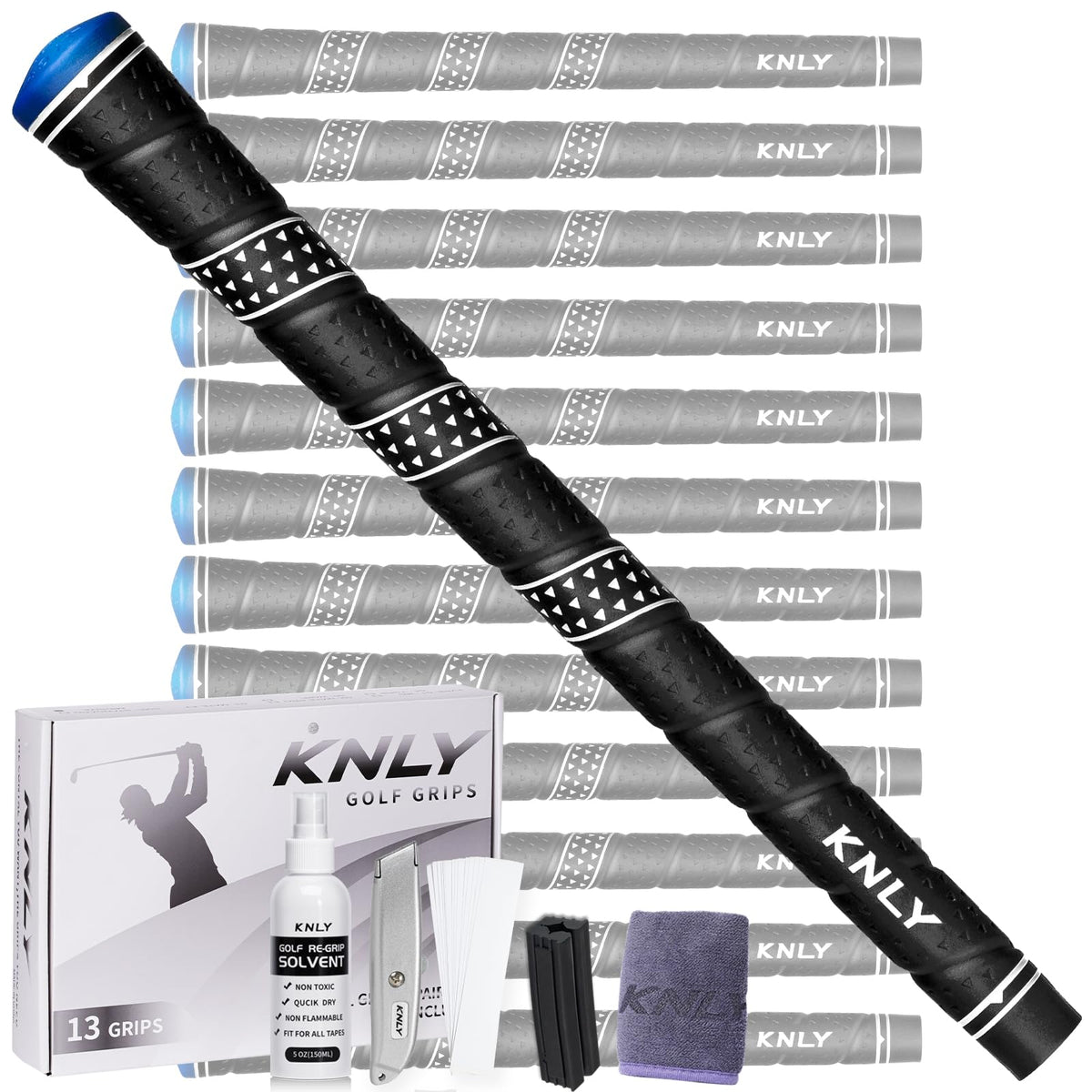 KNLY Wrap Golf Grips full kit with tapes and solvent for regripping.