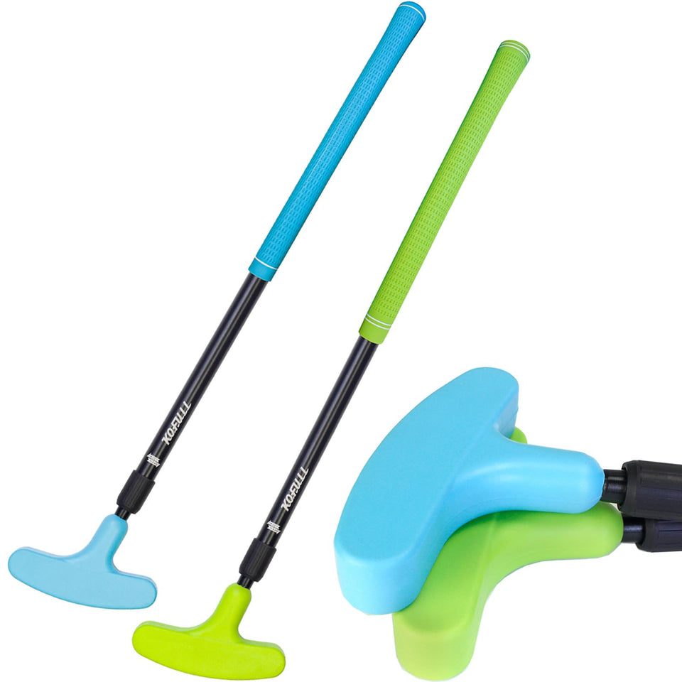 KOFULL 2-pack golf putters assembled for convenient family practice.