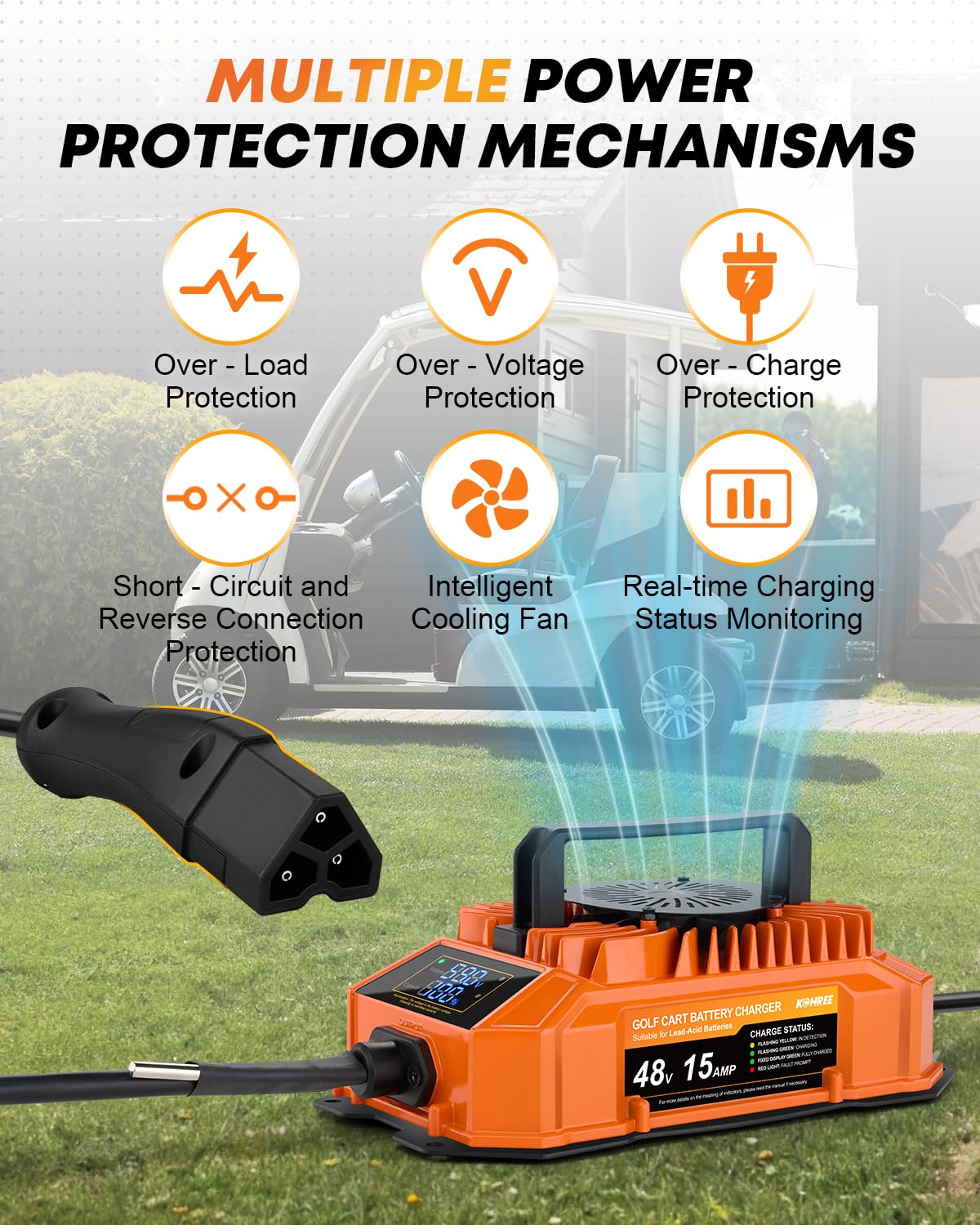 Kohree lightweight charger with ergonomic handle for easy transport.