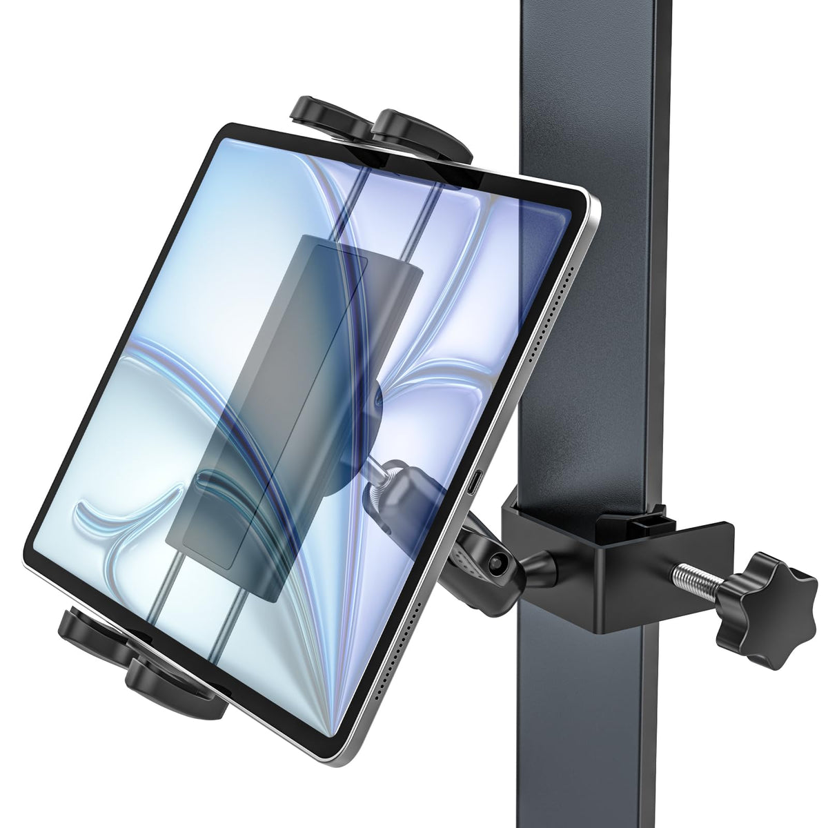 Kolasels golf cart iPad holder on square tube provides secure mounting for on-the-go navigation