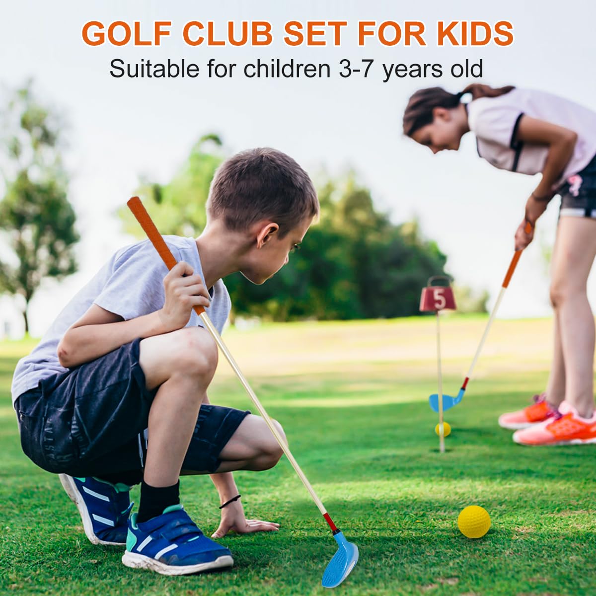 KONDAY kids golf set blue carry bag for portable golf play