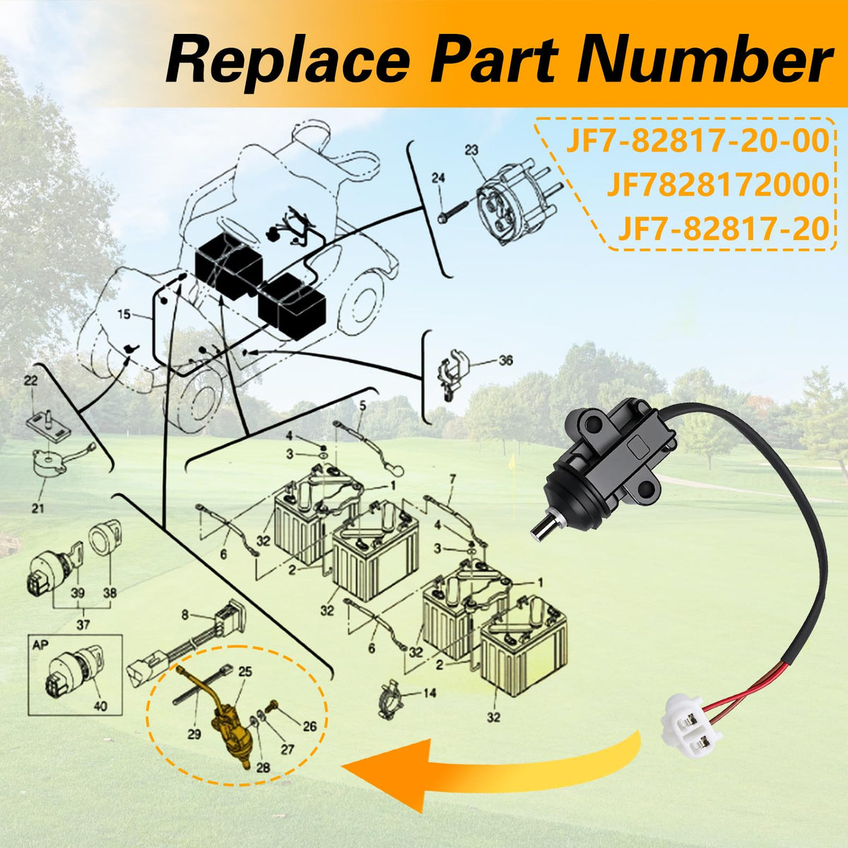 KPALAG stop switch for Yamaha G20 dash area simplifies safety checks.