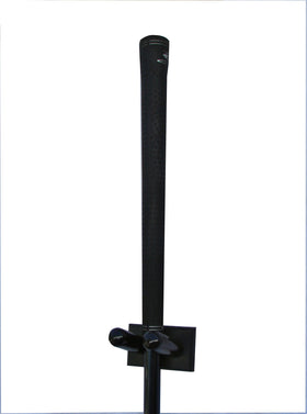 Front view of KR Ideas vertical golf club mount in black