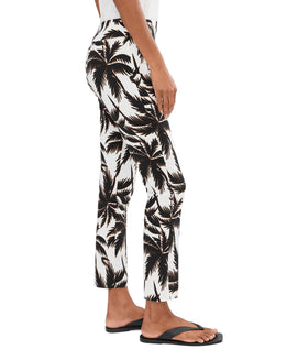 Krazy Larry pant back view in white-black leaves print adds visual interest to outfits