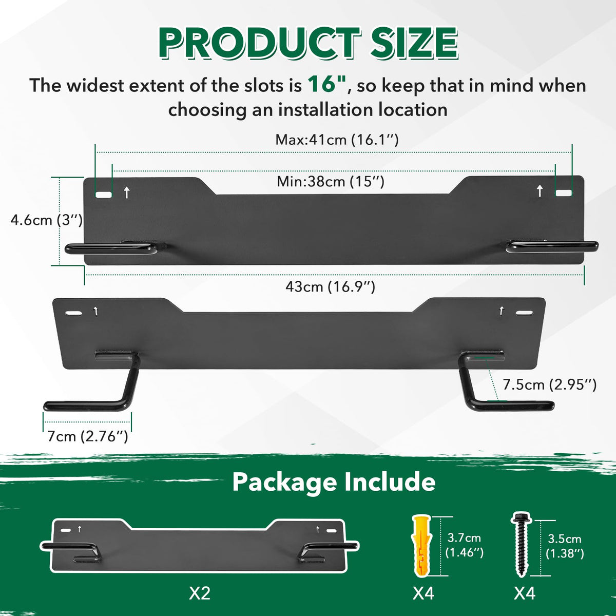 Krimocy black powder-coated golf bag rack holding two bags securely.