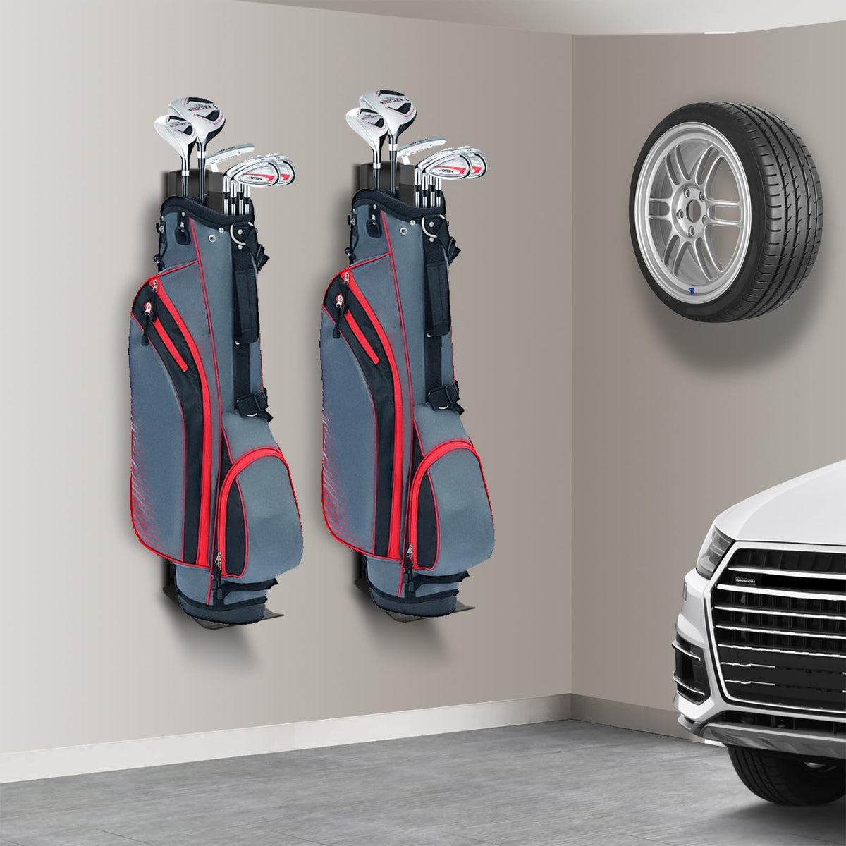 Krotour sturdy steel construction offering durable wall storage for golf gear.