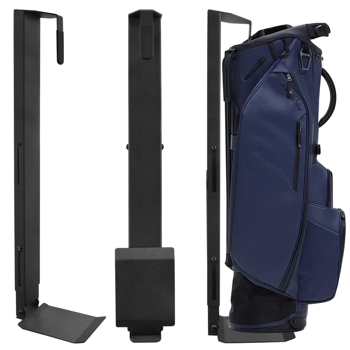 Krotour wall-mount golf bag organizer on a garage wall for easy access and organized storage.