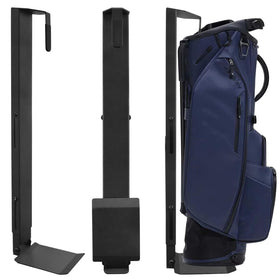 Krotour wall-mount golf bag organizer on a garage wall for easy access and organized storage.