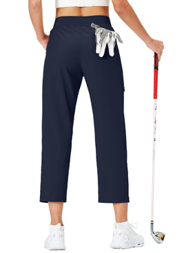 Ksmien women's golf pants with ankle split hem for flexible movement on workouts.