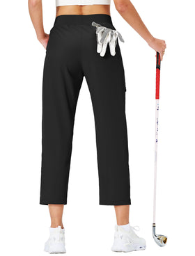 Ksmien women's golf pants with split hem for unrestricted swing and daily comfort.