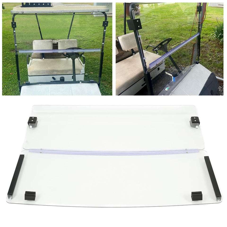 KUAFU clear windshield for EZGO Marathon 1986-1994.5 protects from wind during open rides.