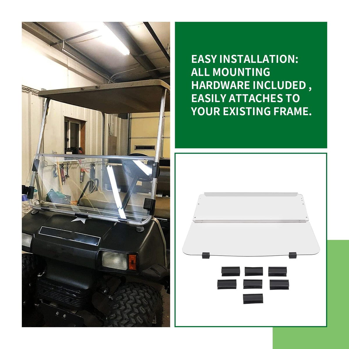 KUAFU crack-resistant shield supports long-term golf cart use.