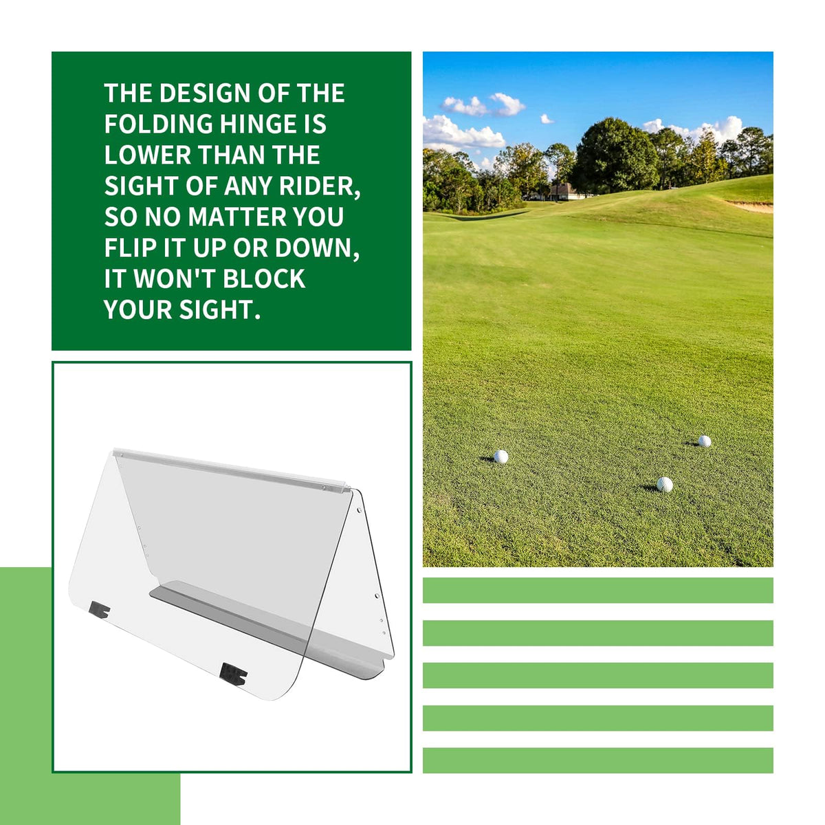 KUAFU clear windshield dimensions 39.25W x 36.75H improve fit and view.