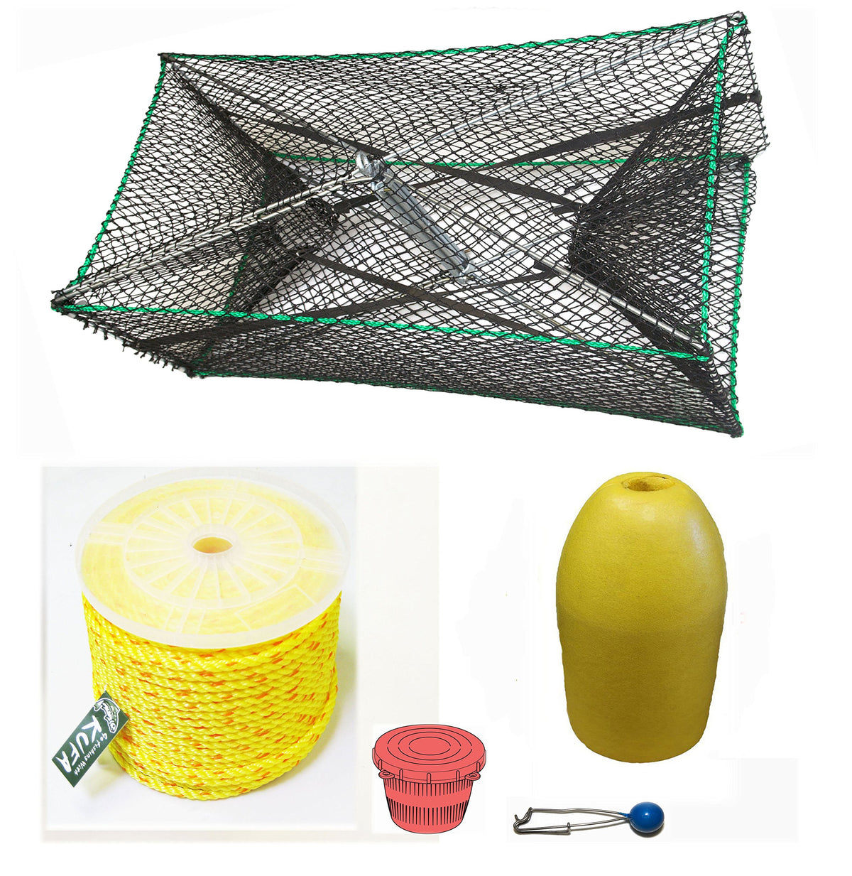 KUFA Sports galvanized steel foldable prawn trap ready for field use.