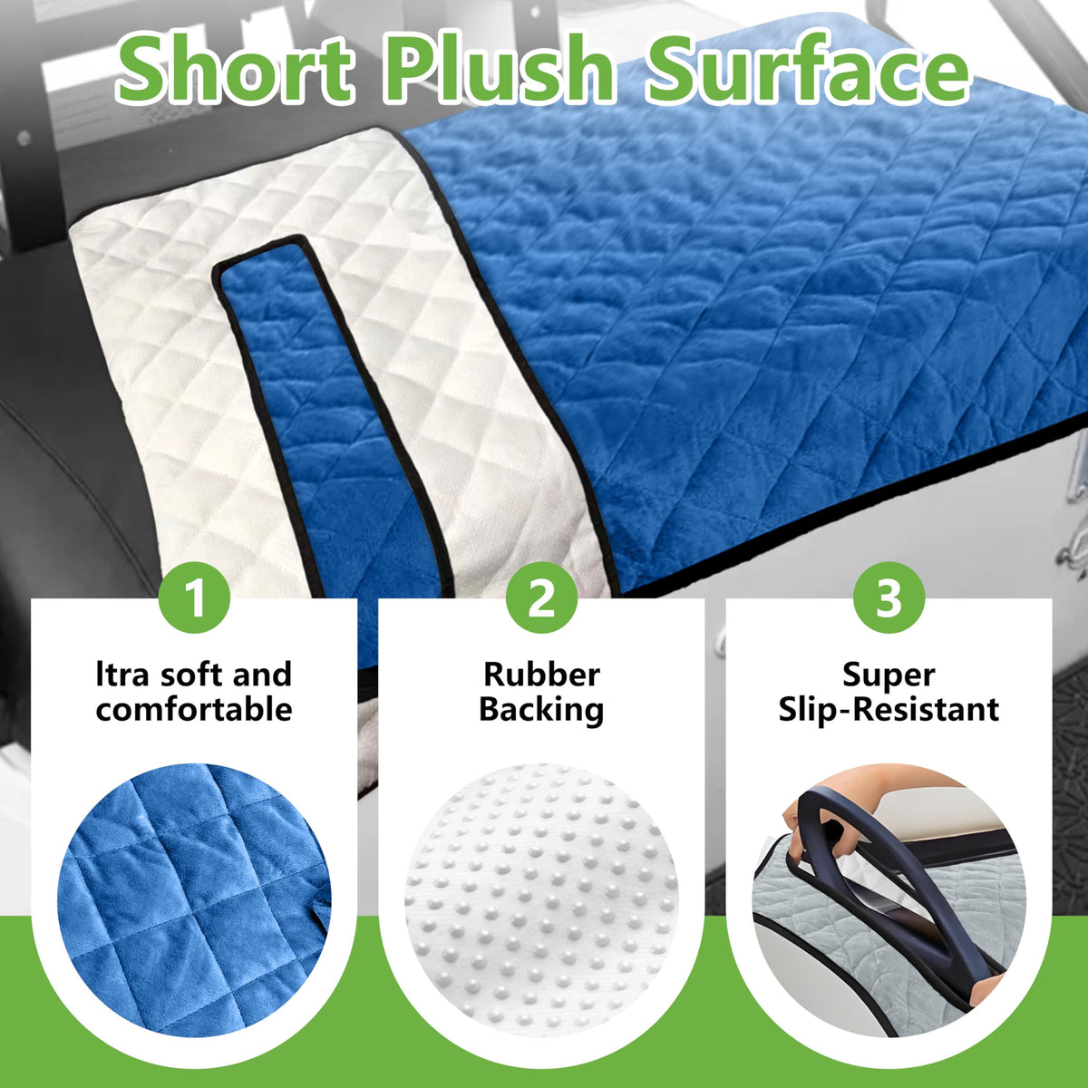 Kulamait golf cart seat cover side view shows easy installation with handrail holes