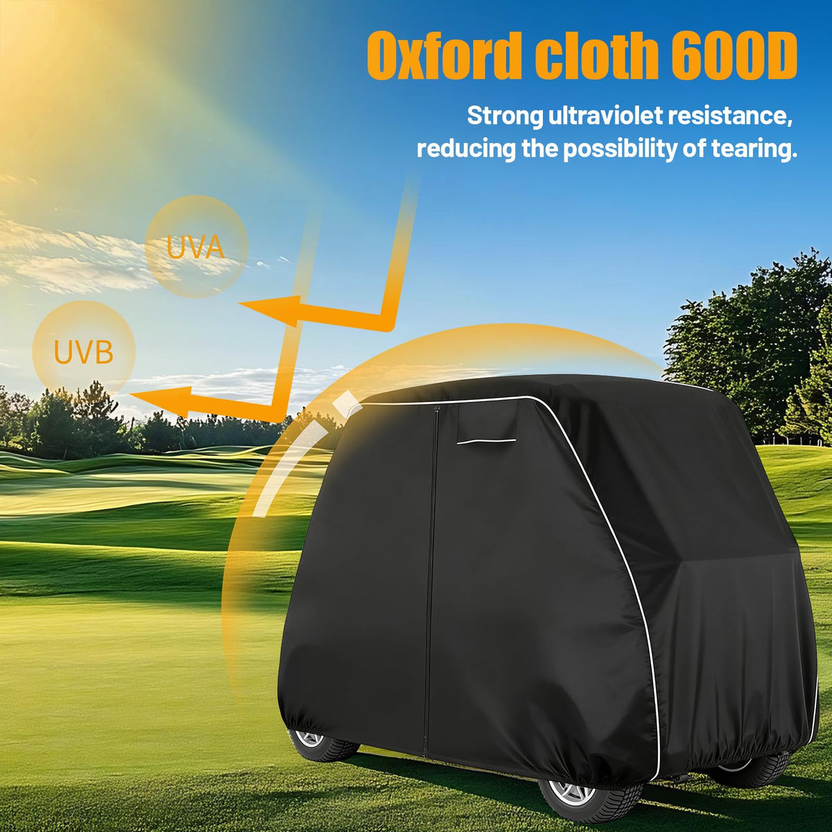 Kulith custom-fit design provides snug coverage for 2-seat carts