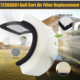 Kurihina EZGO 72368G01 air filter label confirms compatibility with EZGO 4-cycle models