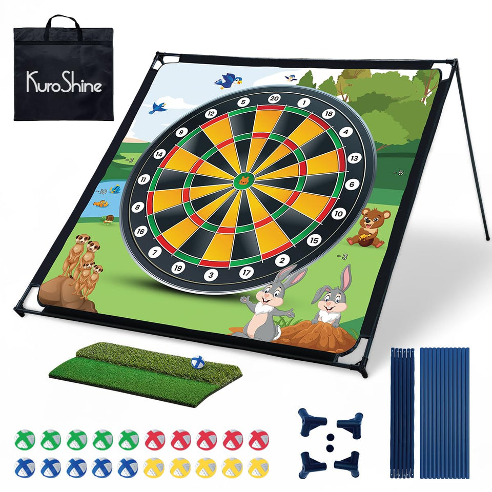 KuroShine golf game mat setup demonstrates versatile indoor/outdoor use