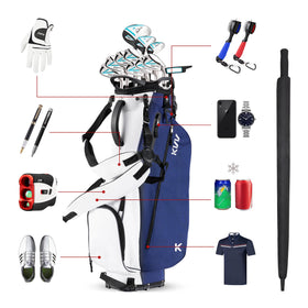 KVV bag with 6-pocket storage and insulated bottle sleeve for on-course hydration