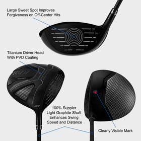 KVV golf driver ultra-light graphite shaft boosts swing speed and distance potential.