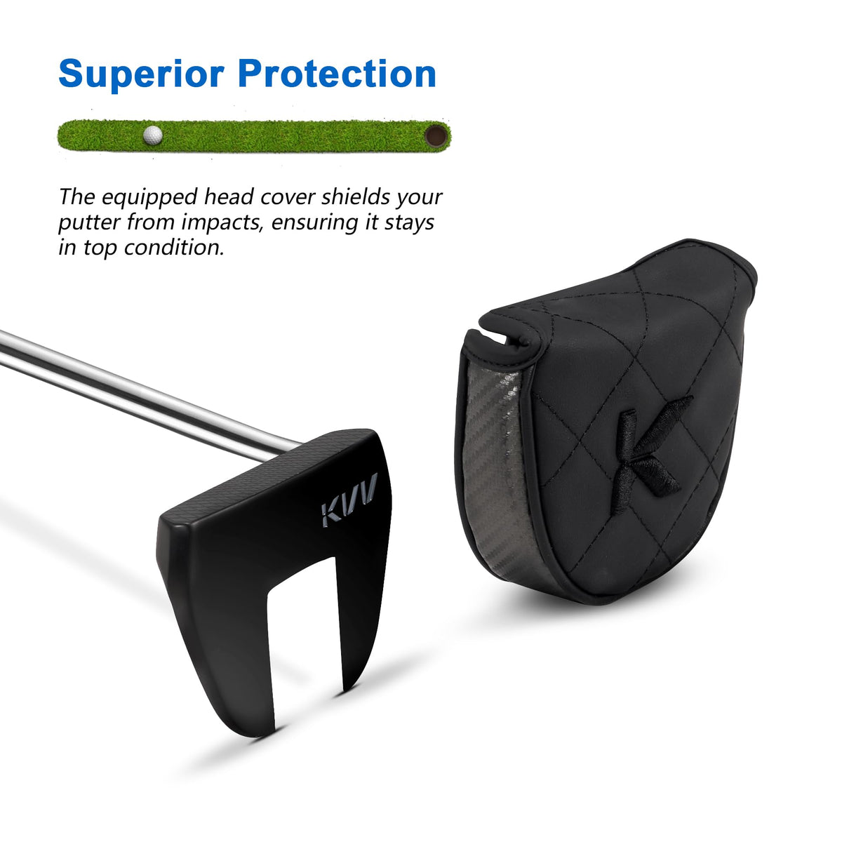 KVV golf putter CNC milled face for consistent rolls and feel