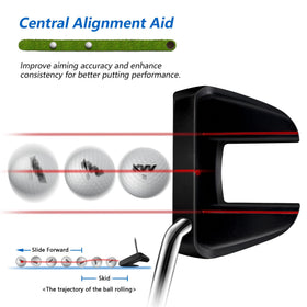 KVV golf putter stainless steel head with PVD coating resists wear