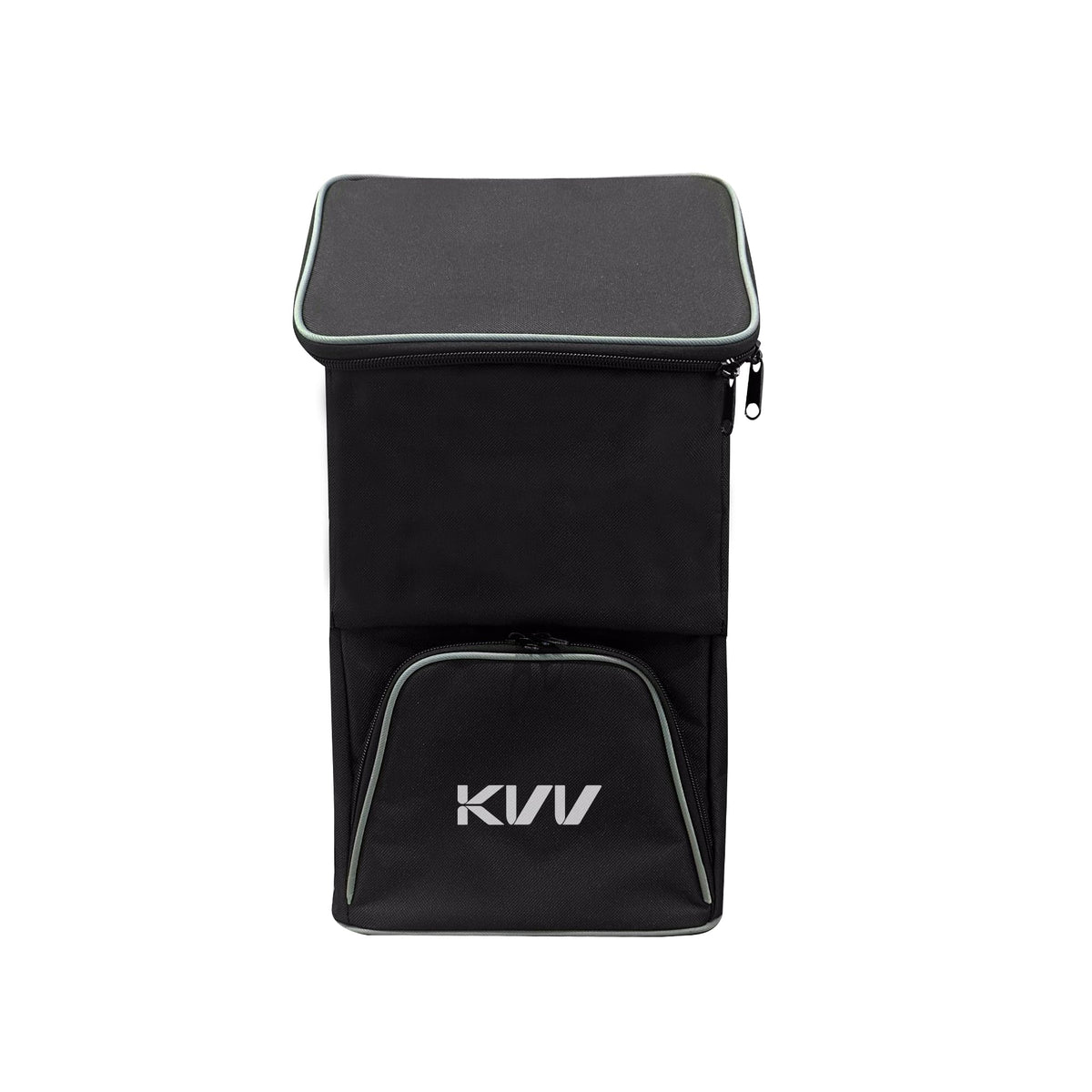 KVV insulated cooler bag on golf cart side view keeps drinks cool during rounds.