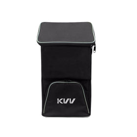 KVV insulated cooler bag on golf cart side view keeps drinks cool during rounds.