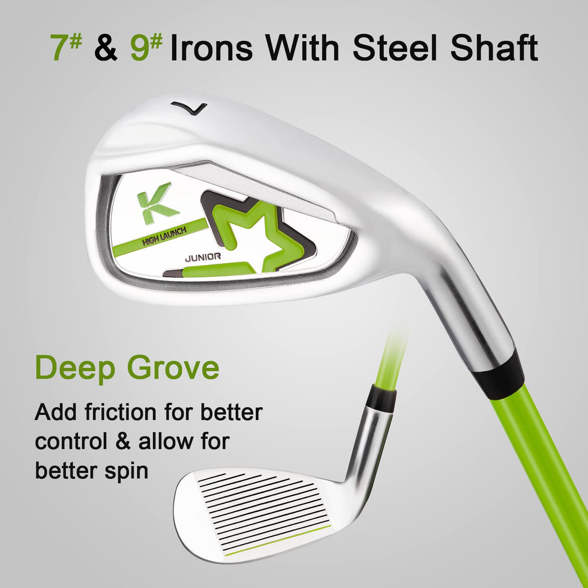 KVV junior 9 iron cavity-back for stable long approach.