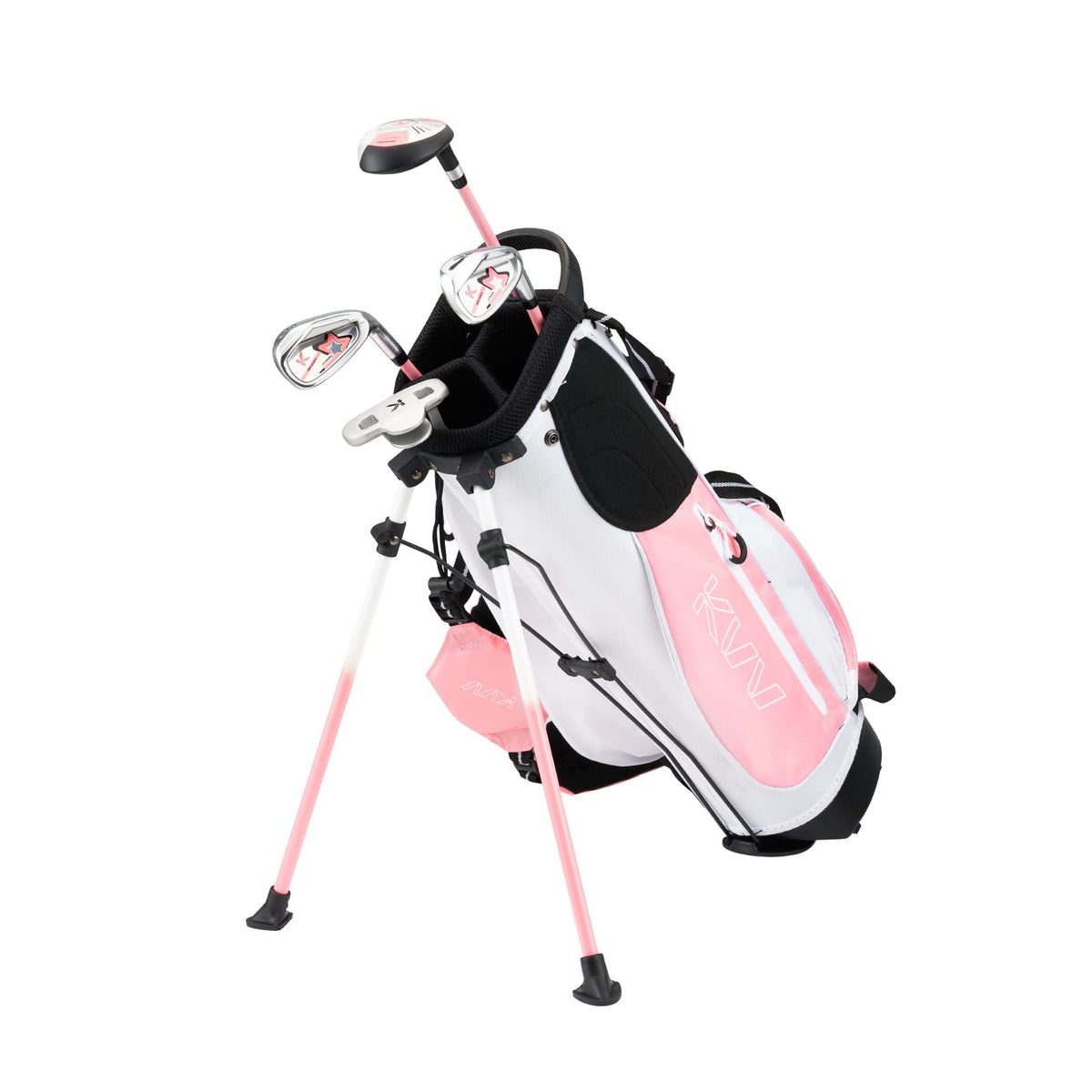 KVV junior golf set pink stand bag for kids with practice ready appearance