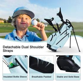 KVV junior bag highlighting accessories compartment for tees and grips
