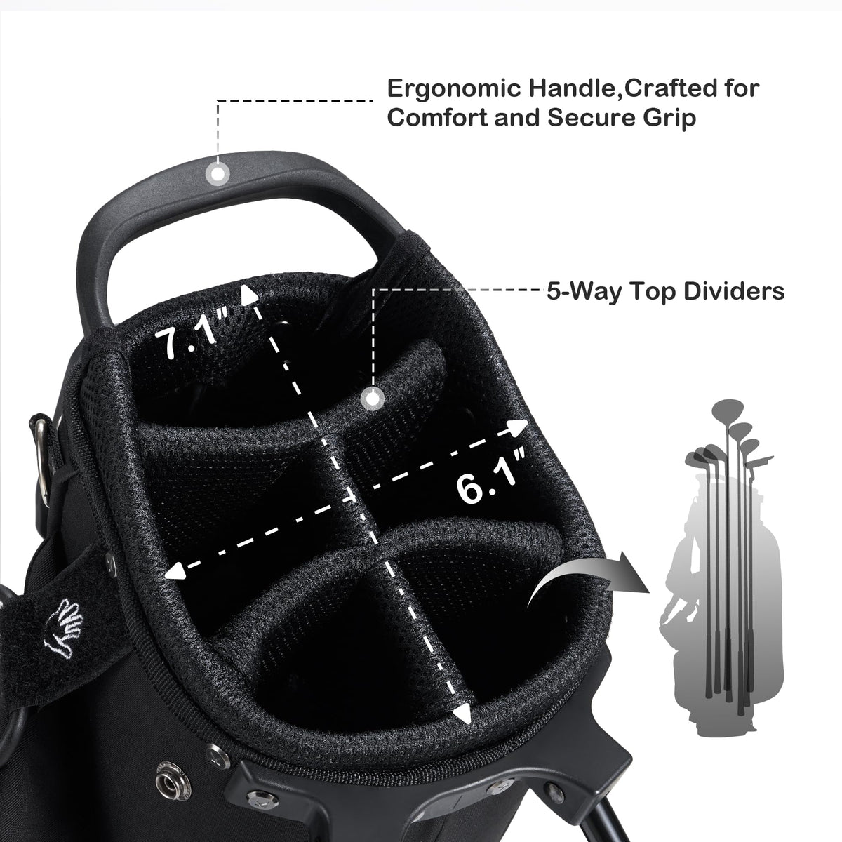 KVV Junior Golf Bag multiple pockets for organization.